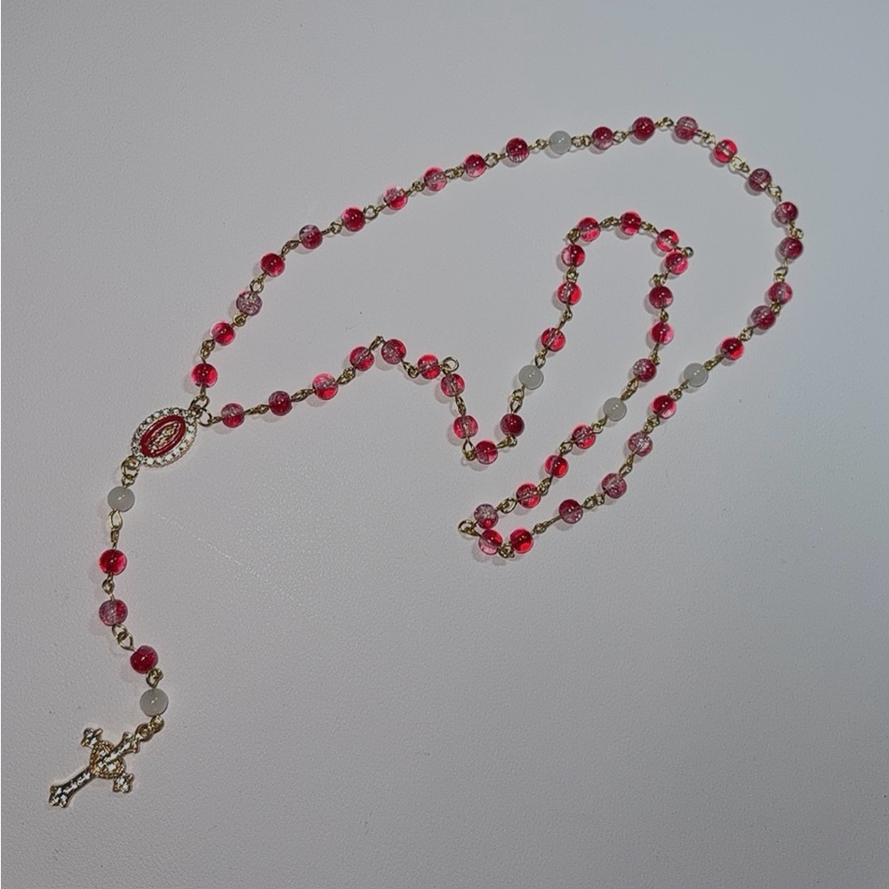 Red and Gold hand made Rosary